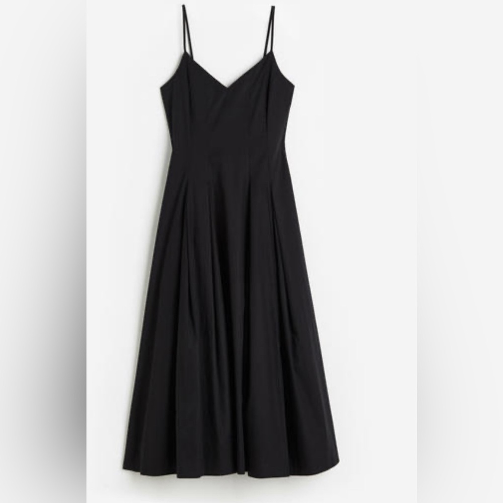 H&M Pleated Cotton Green Maxi Dress